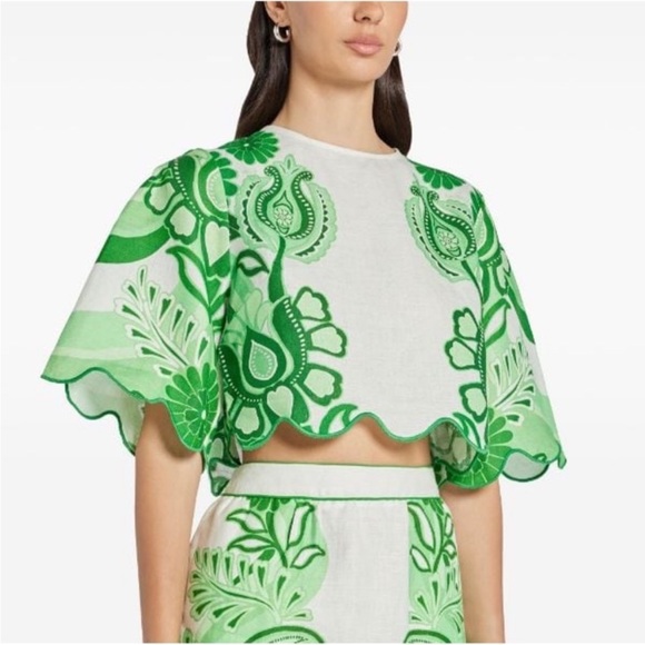 FARM Rio Tops - Farm Rio Festival Linen Crop Top